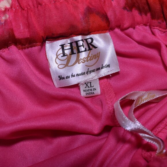 Her Destiny Hot Pink Floral Maxi Skirt XL Boho Tropical Resort Chic, Flowy - Picture 3 of 11